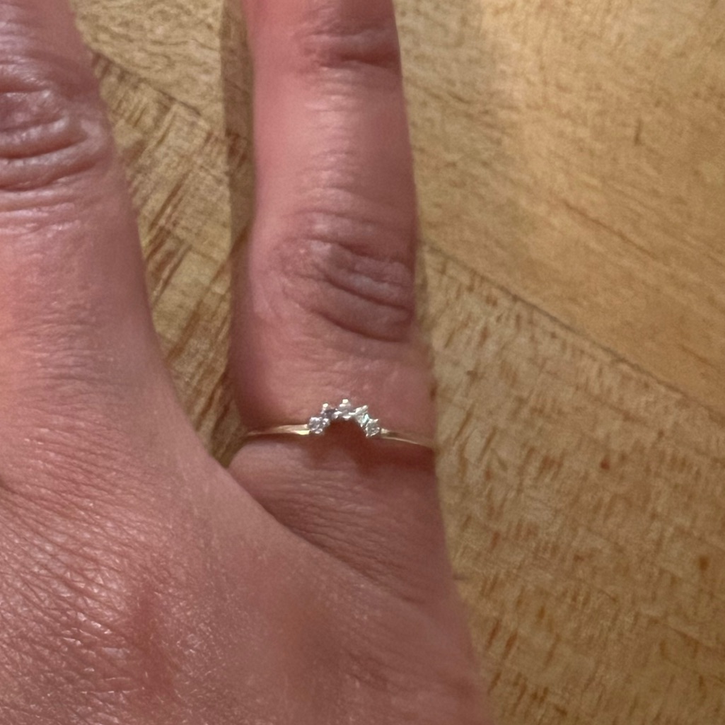 Custom Made Curved Diamond Band Ring Size 6